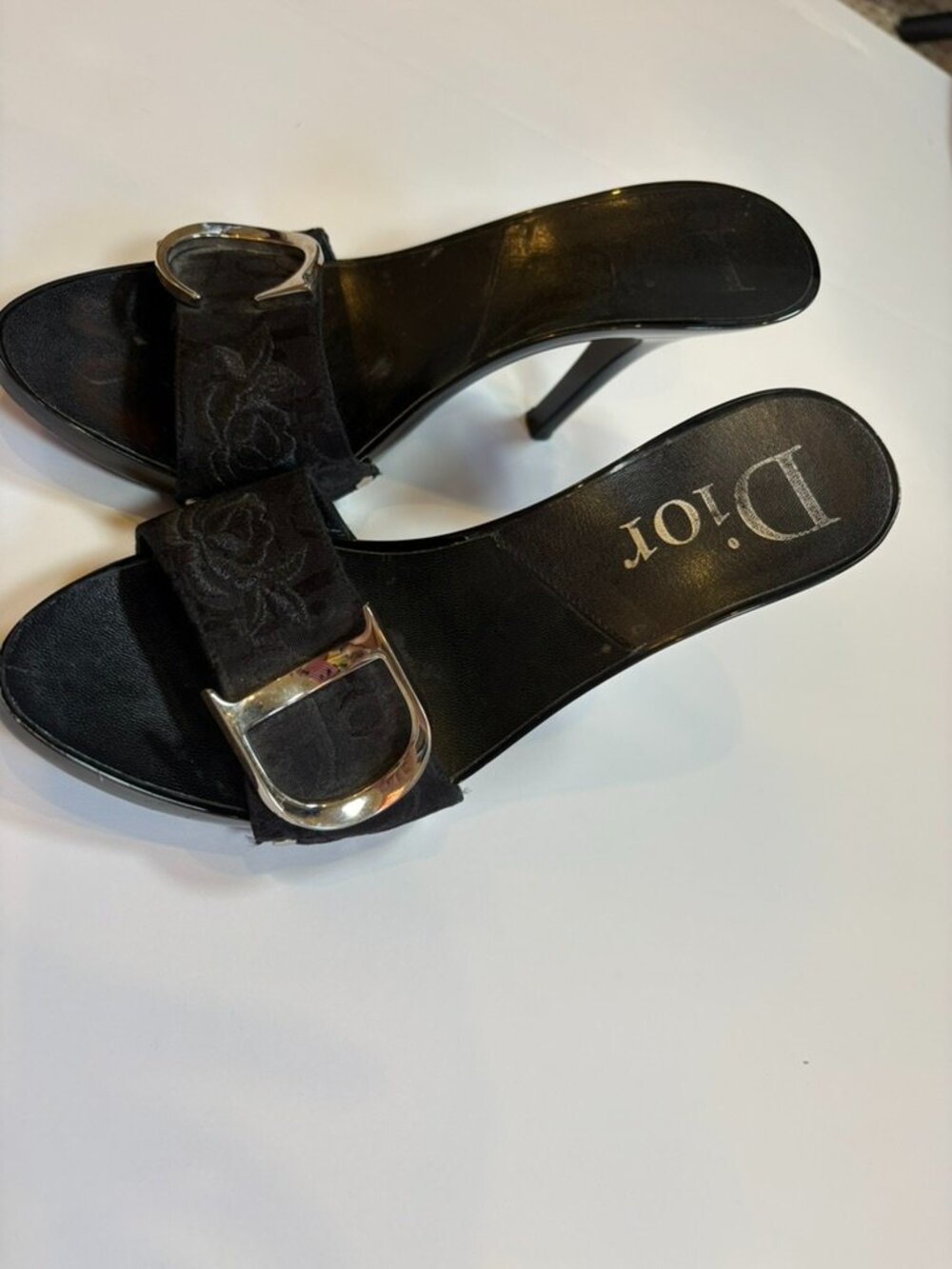 Christian Dior John Galliano Monogram Mules | Black Jacquard | CD | Buckle Sz 38 - Picture 13 of 13
